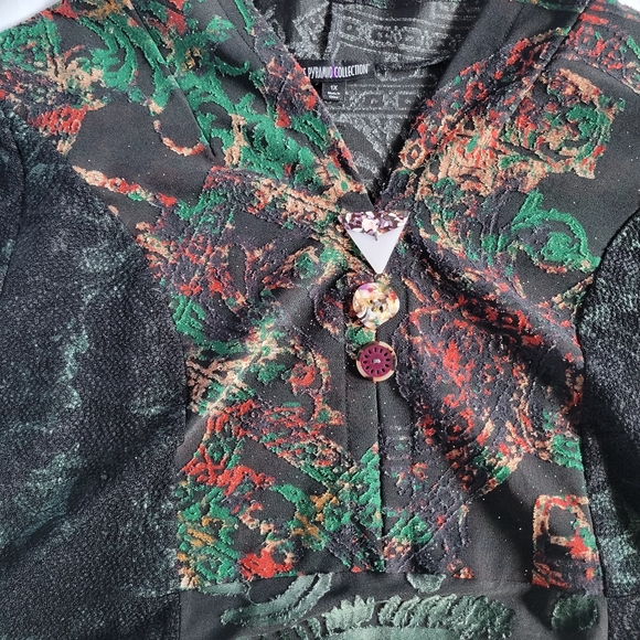 Pyramid Collection Long Sleeve Floral Abstract Boho Dress Size 1X - Picture 5 of 14